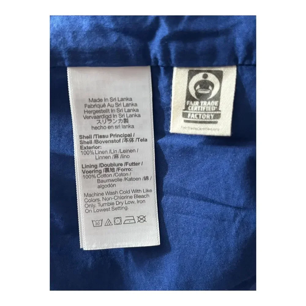 Madewell Double-Breasted Crossover Blazer in 100% Linen blue X-Large XL - Picture 6 of 7